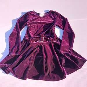 Bonnie Jean Dress Purple Velour Stretchy Velvet Girls size 6X Vintage Holiday
